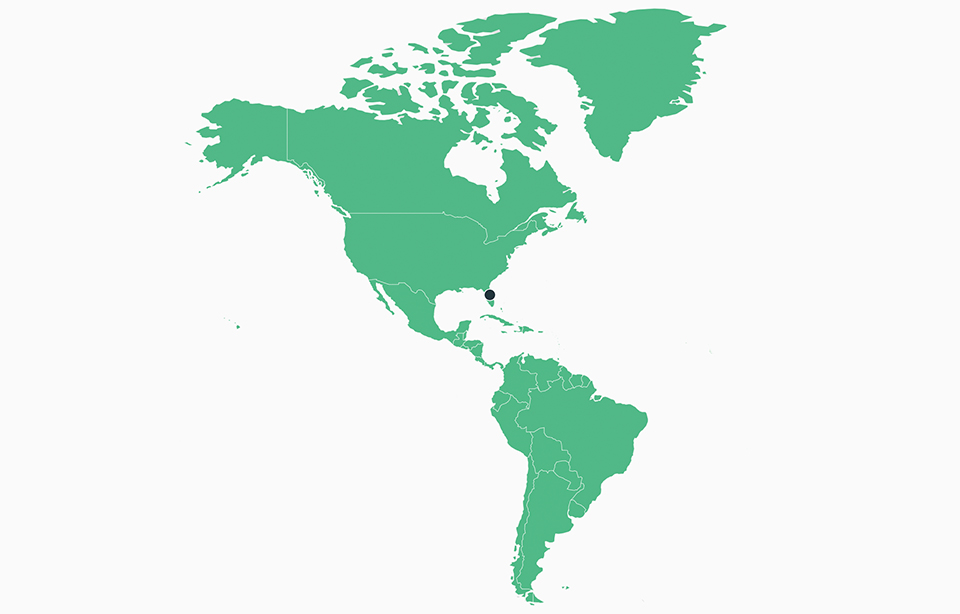 Map of the American continent with our Business Units in USA
